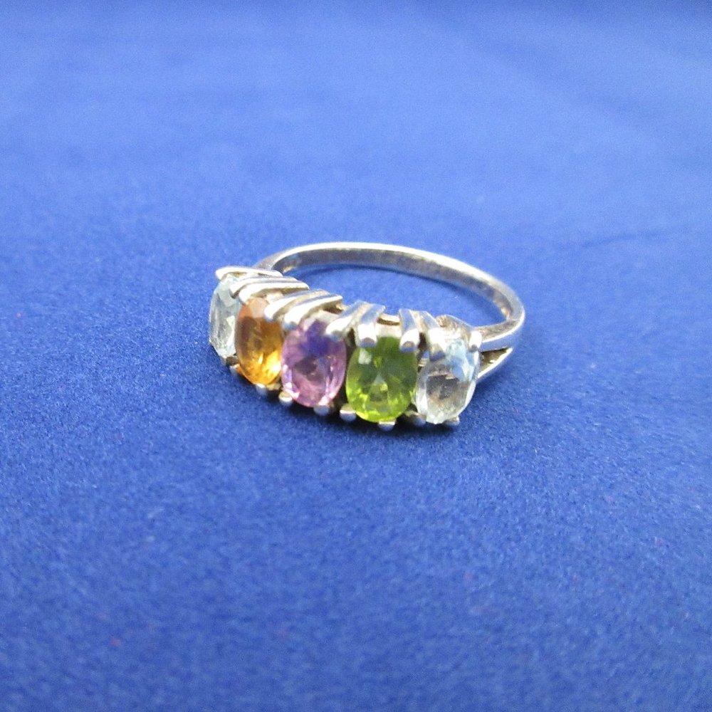 Sterling ring, with multi-colored stones